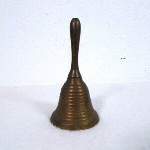 Vintage Solid Brass Hand Bell 4 Inches Great Patina Nice Ring Dinner Front Desk